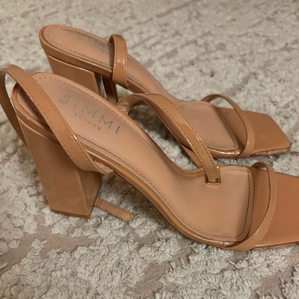 Nude block heels